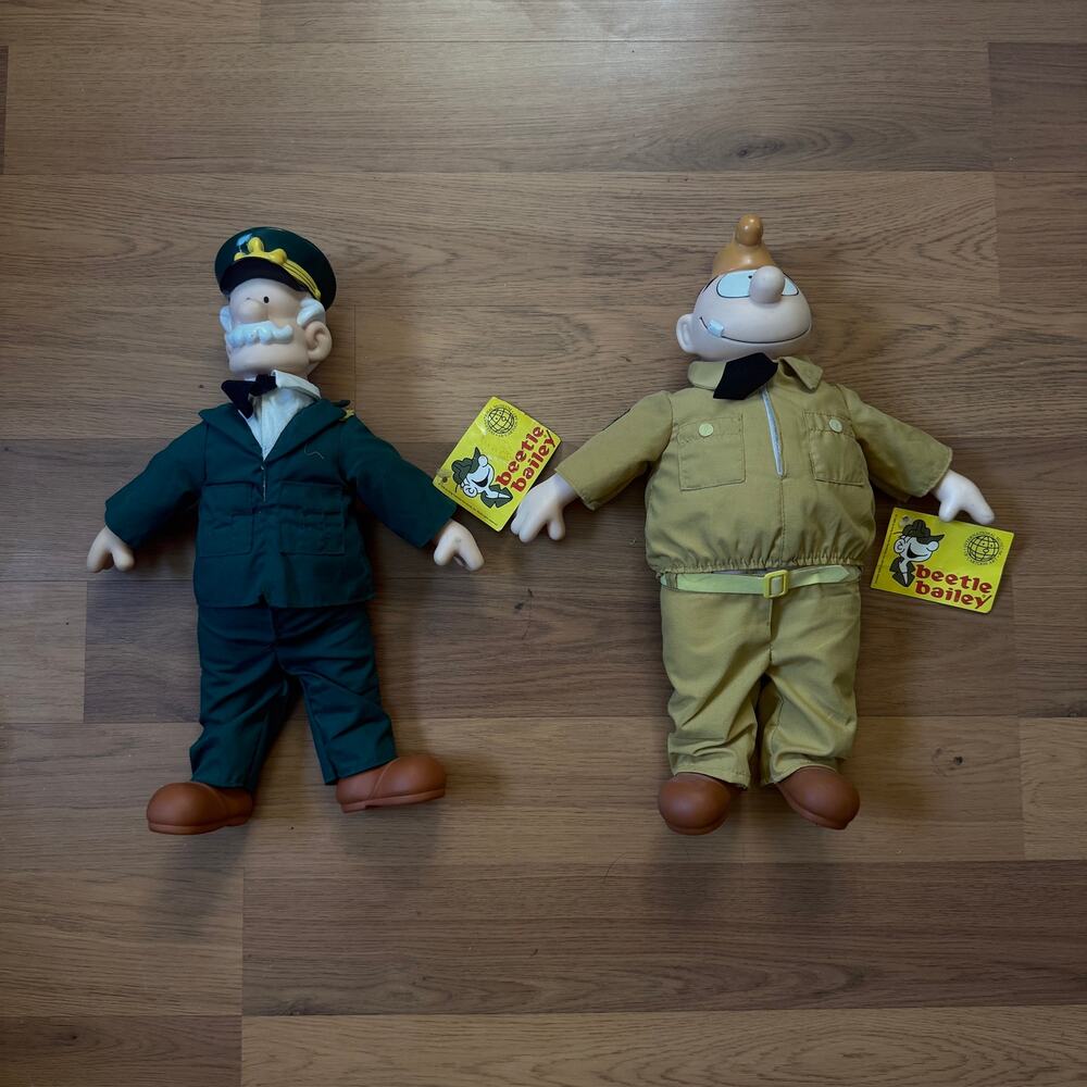 NWT Vintage 1996 Sugar Loaf Beetle Bailey & Sarge Plush Dolls Figures Vinyl Face